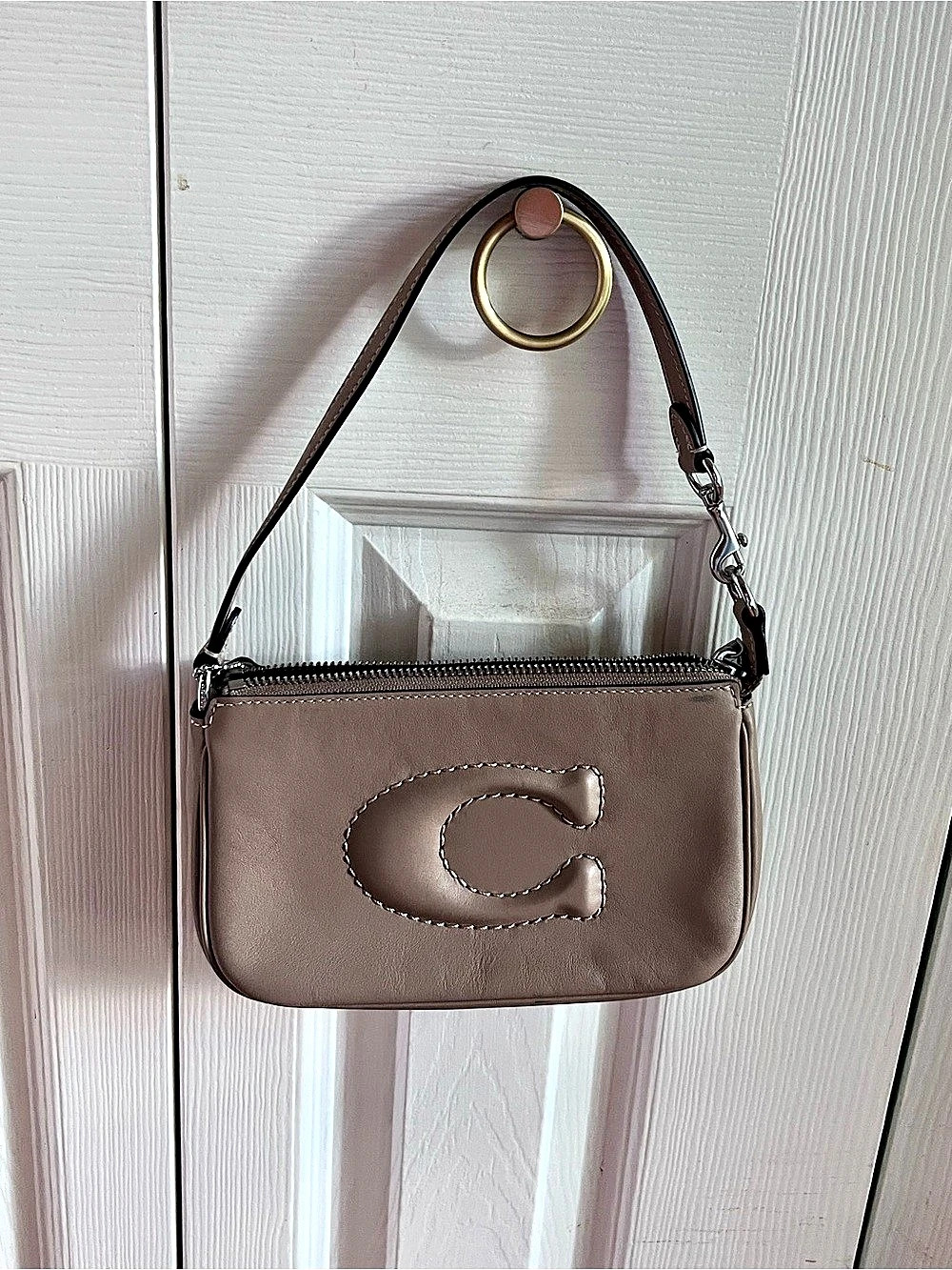 Coach Nolita Debossed C Shoulder Bag Brown/Taupe